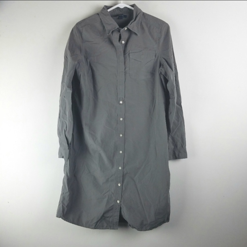 Lands End Shirt Dress Gray Womens Size 10 Cotton